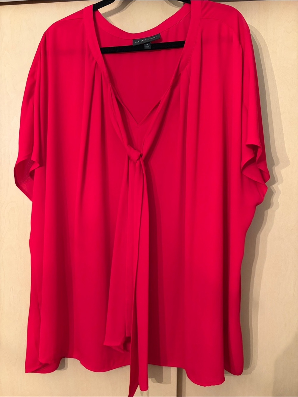 Lane Bryant Fuchsia Tie-Front V-Neck Blouse